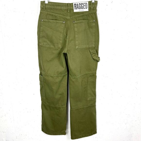 Ragged Priest Combat Jeans Green Khaki Denim High Rise Organic Cotton Cargo 28 - Picture 6 of 16